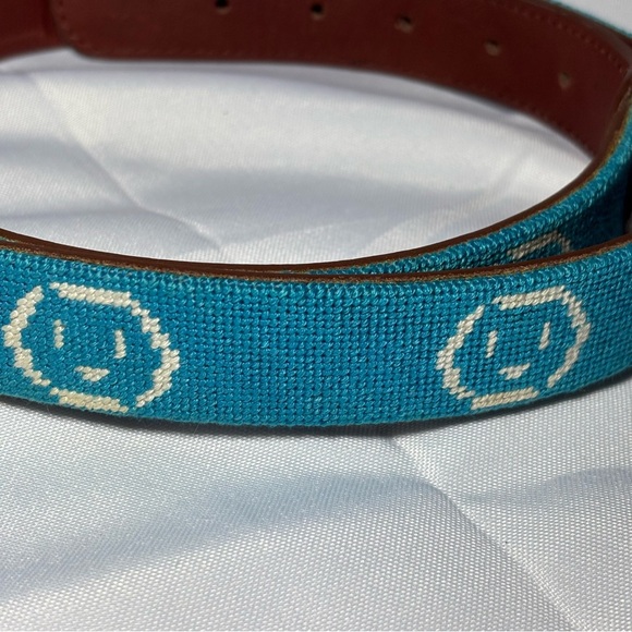 Tucker Blair Needlepoint Smiley Face Belt 36 - Picture 2 of 9